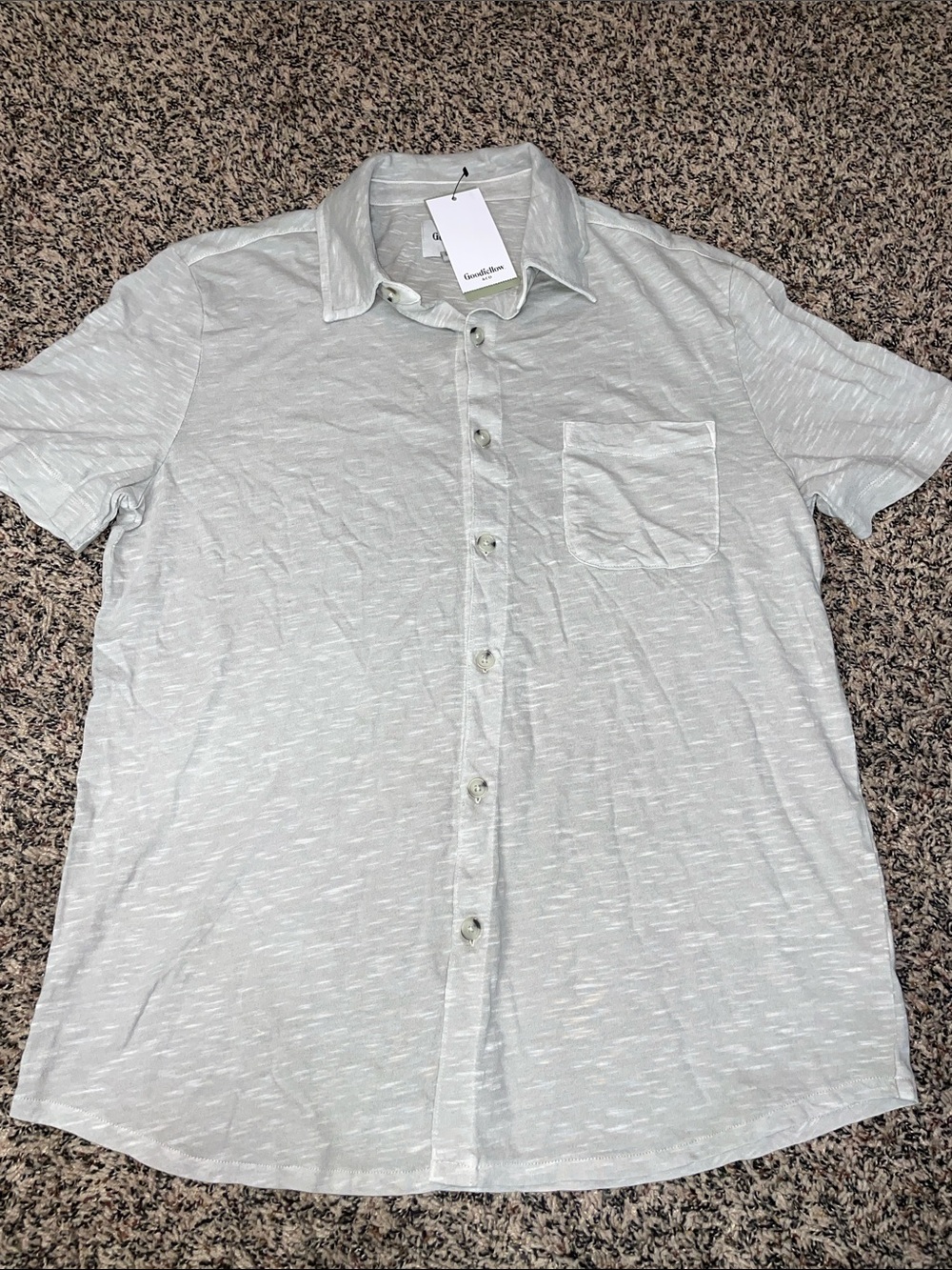 Goodfellow & Co. Slub Button Down Pocket Tee Stone Mens S NWT